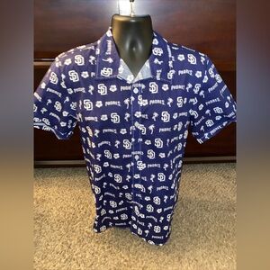 San Diego Padres SGA Logo Hawaiian Button Down Shirt Size Medium MLB Baseball
